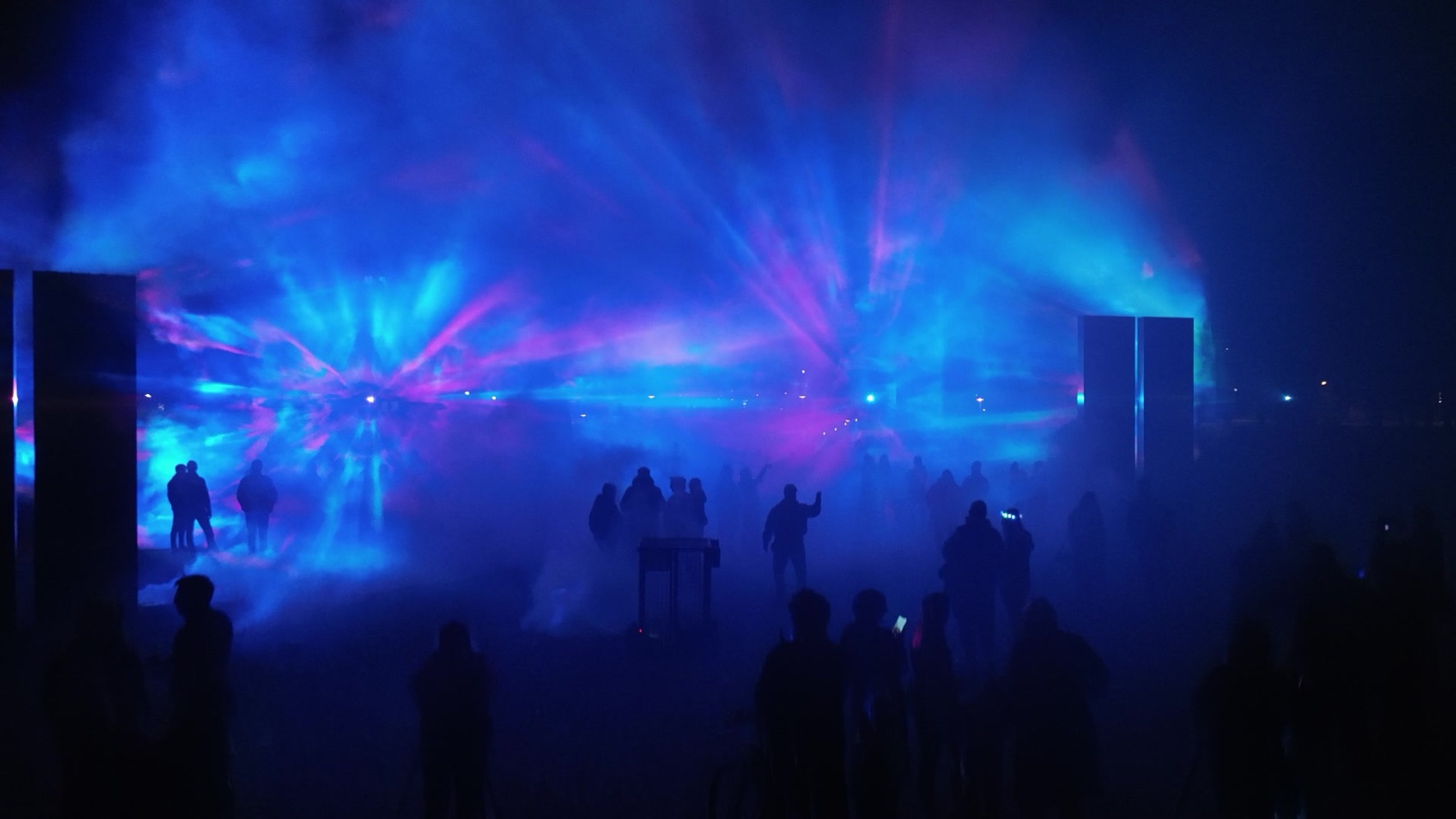 ÆTHER at the Marx-Engels-Forum, Festival of Lights Berlin 2024, filmed by drone above the visitors