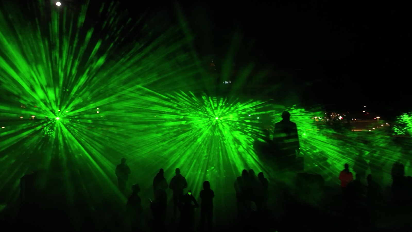ÆTHER at the Marx-Engels-Forum, Festival of Lights Berlin 2024, filmed by drone above the visitors