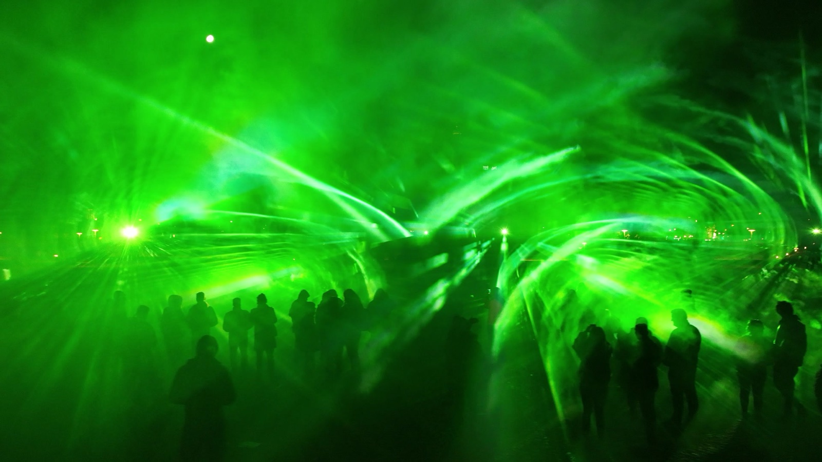 ÆTHER at the Marx-Engels-Forum, Festival of Lights Berlin 2024, filmed by drone above the visitors