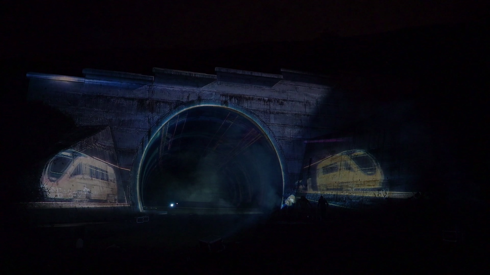 RE:SORB — the holographic light installation at Railway tunnel portal 2025, view 2 of 3