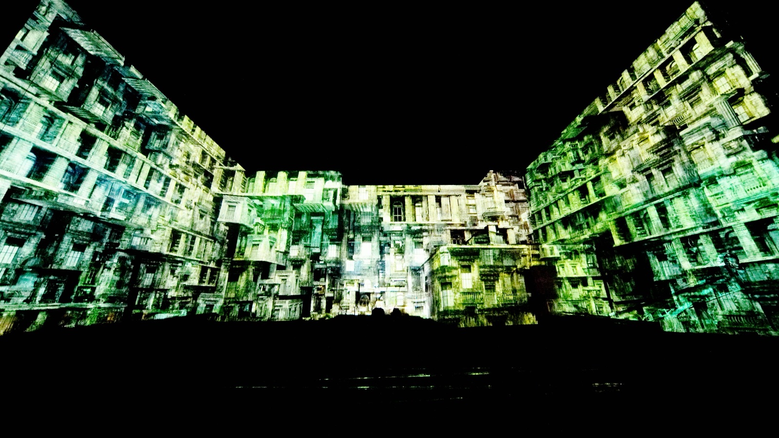 The façade mapping at the Löhnberger Mühle in Lahnstein, rheinleuchten 2021
