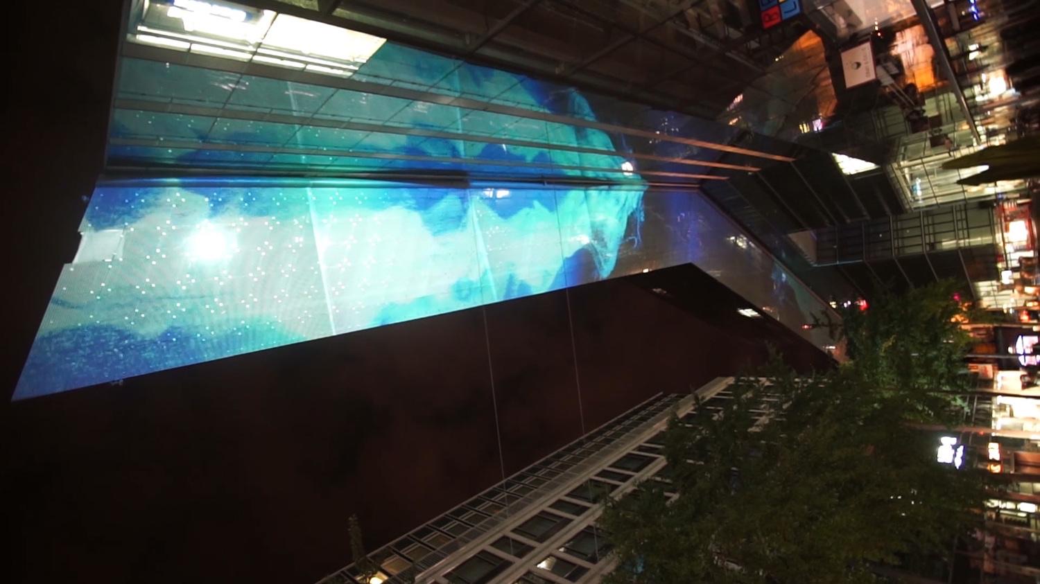 RE:SORB — the projected installation at Neues Kranzler Eck, City West 2014, view 2 of 2